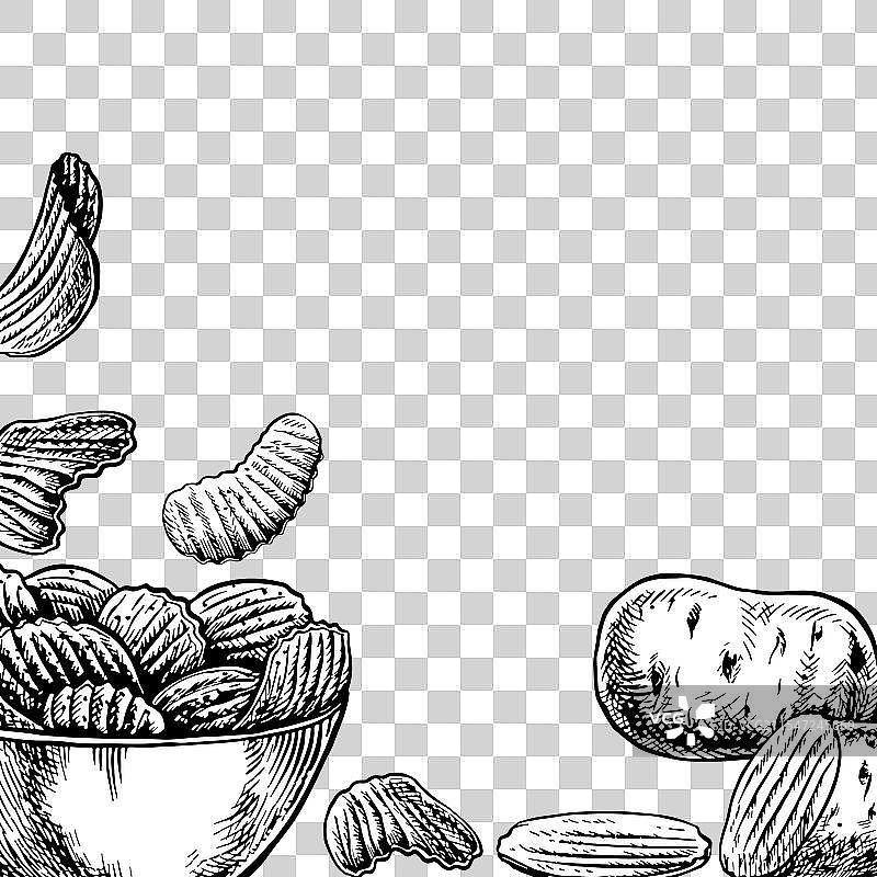 一个带有薯片图案的框架图片素材