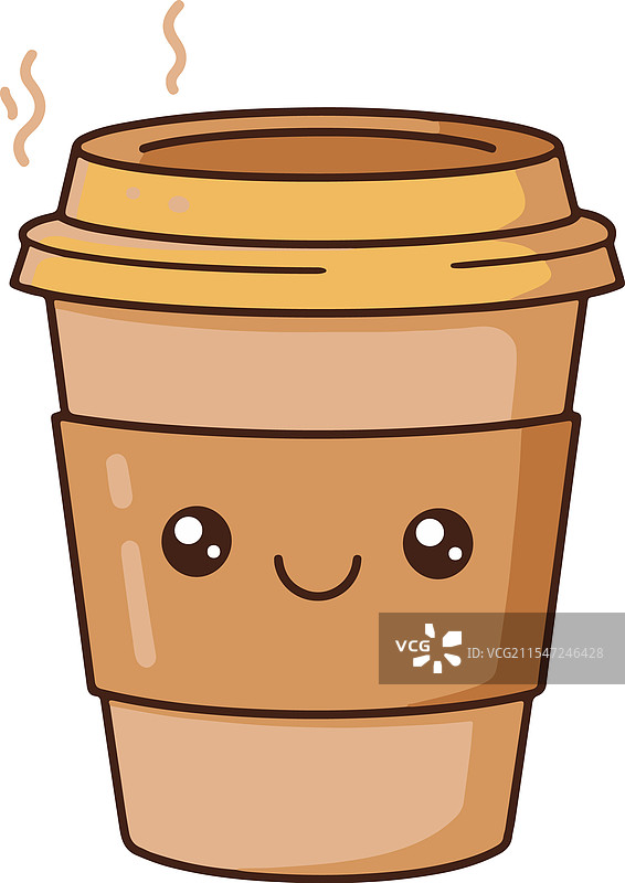 可爱搞笑的卡通纸咖啡杯图标图片素材