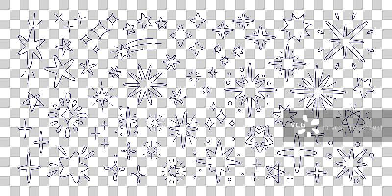 简单的闪光星星轮廓，闪闪发光图片素材