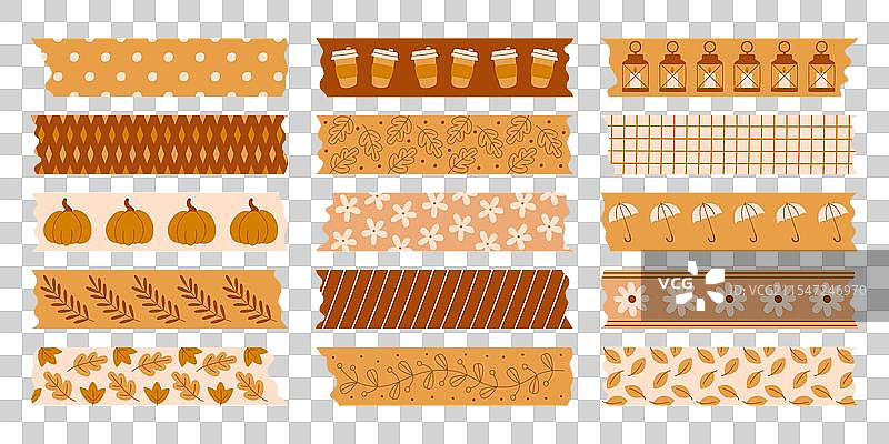 可爱的秋季彩色胶带图片素材