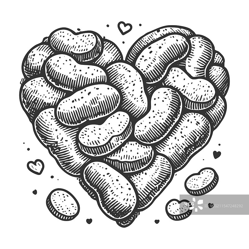 土豆制成的心形图片素材