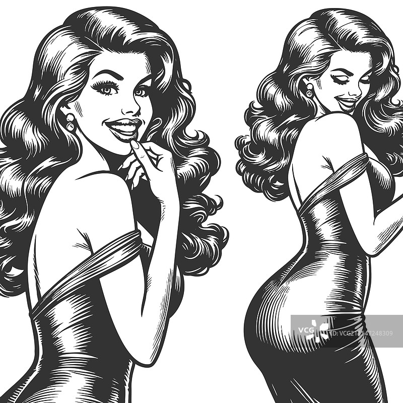 调皮而挑逗的年轻女性咬着手指图片素材