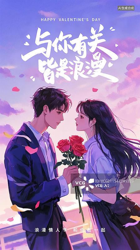 【AI数字艺术】2月14日情人节海报图片素材