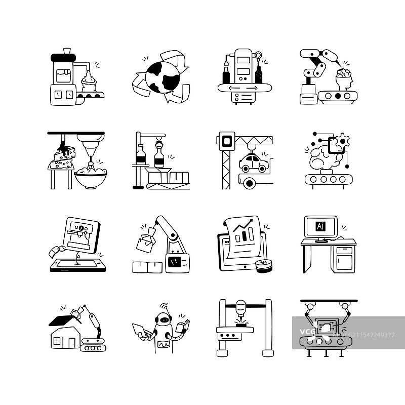 现代制造和技术图标集图片素材