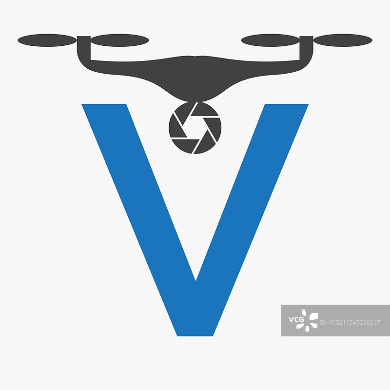 字母V无人机标志，无人机技术标志图片素材