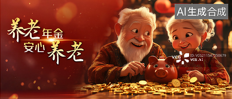 【AI数字艺术】养老保险理财产品，养老金账户图片素材