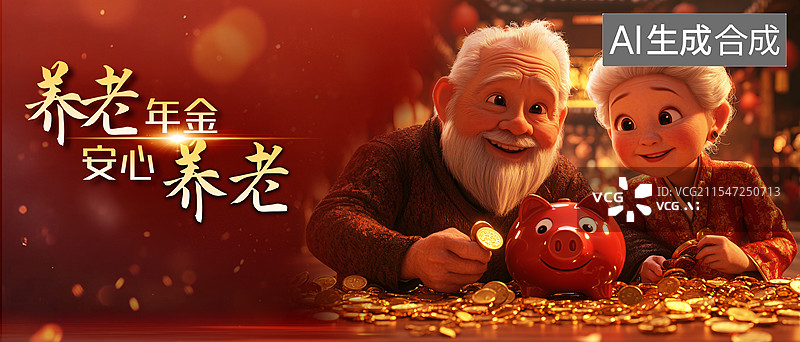 【AI数字艺术】养老保险理财产品，养老金账户图片素材
