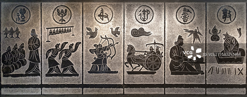 画像砖 西周时期六艺教育形成 中国文字博物馆图片素材