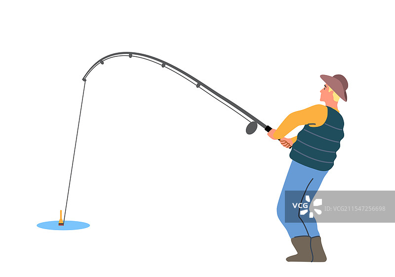 站着的渔夫的平面图图片素材