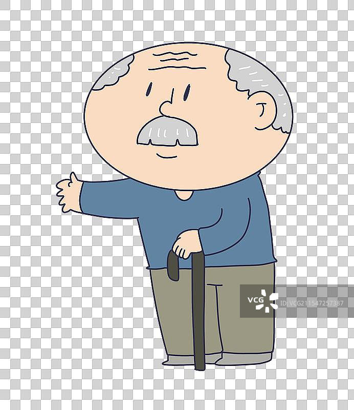 伸手拄拐杖的老年人图片素材