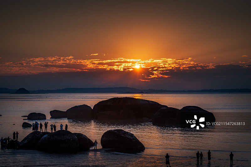 厦门黄厝海滩日出图片素材