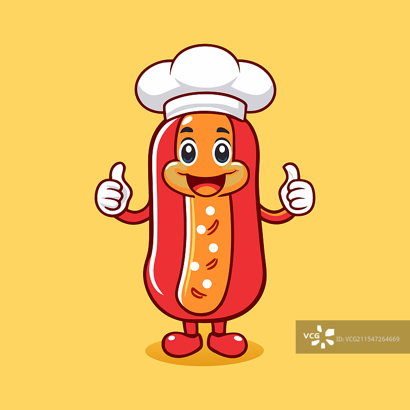 微笑的热狗厨师竖起大拇指图标图片素材