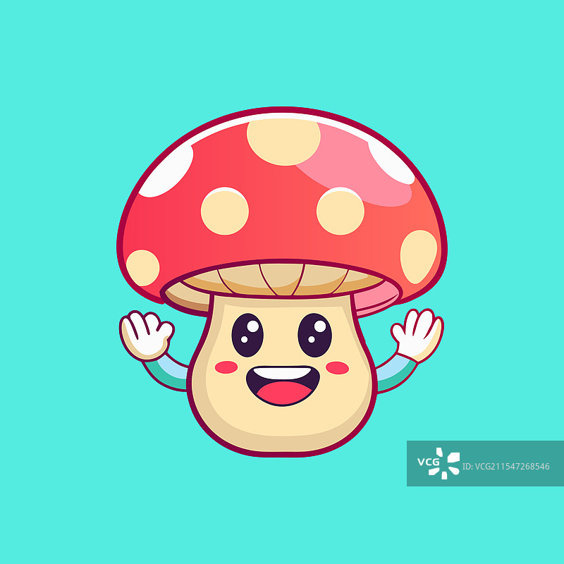 可爱的蘑菇角色卡通图标图片素材