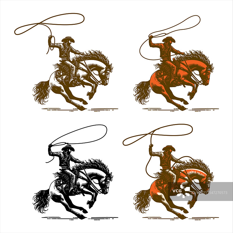 牛仔用套索套住公牛的牛仔竞技表演图片素材