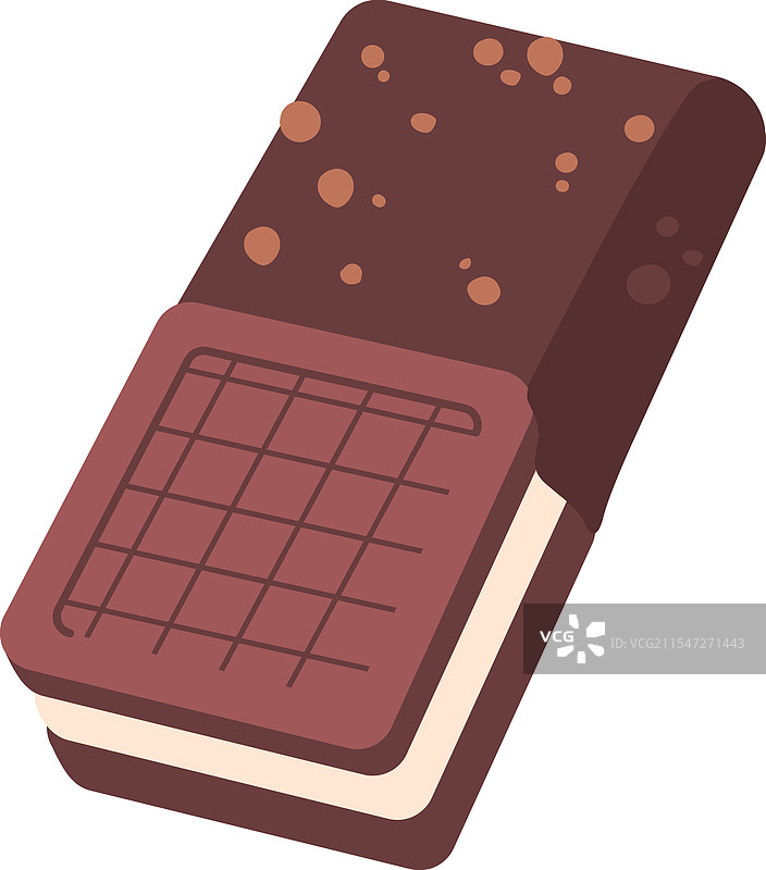 巧克力糖衣华夫饼上的冰淇淋图片素材