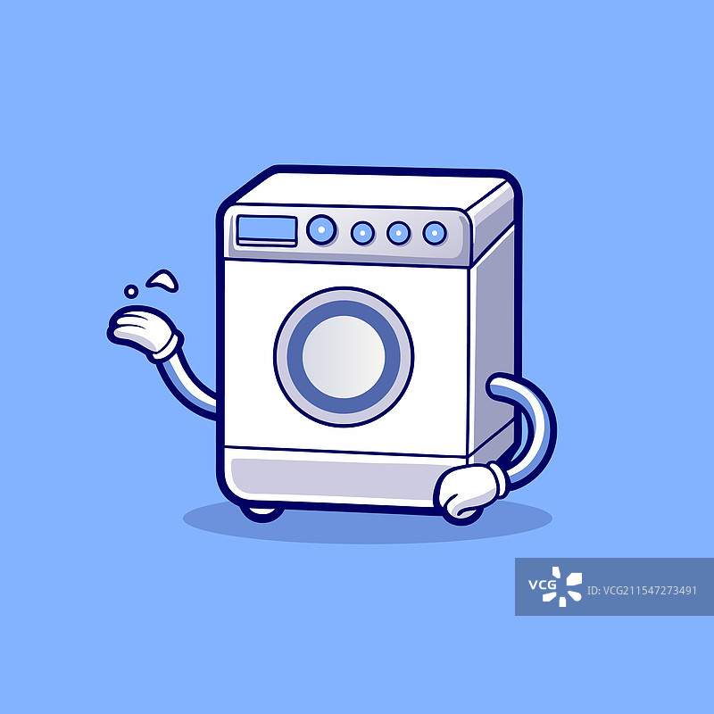 可爱的洗衣机卡通角色图标图片素材