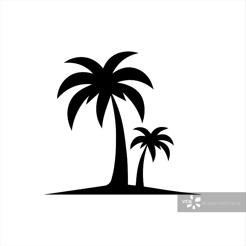 两棵弯曲的棕榈树的极简轮廓图片素材