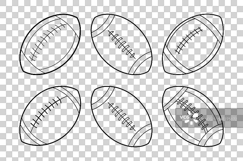 黑色和白色的美式足球轮廓图标图片素材