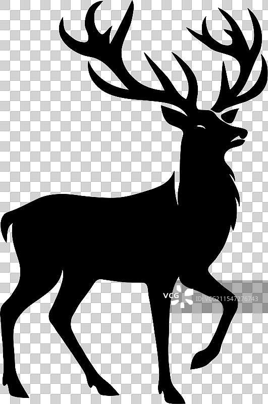 黑色优雅的鹿剪影设计图片素材