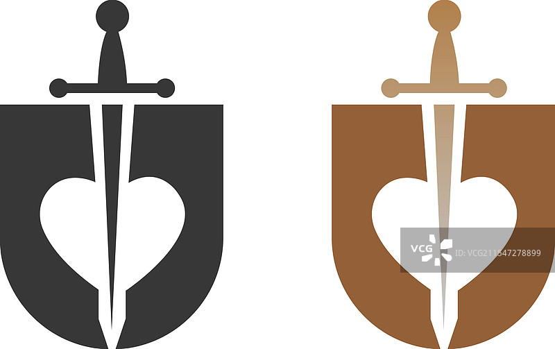 穿透心脏的剑图标纹身元素图片素材