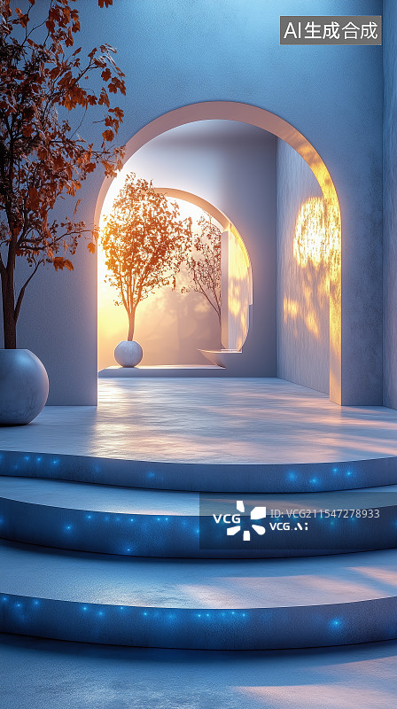 【AI数字艺术】建筑广场空间展台场景图片素材