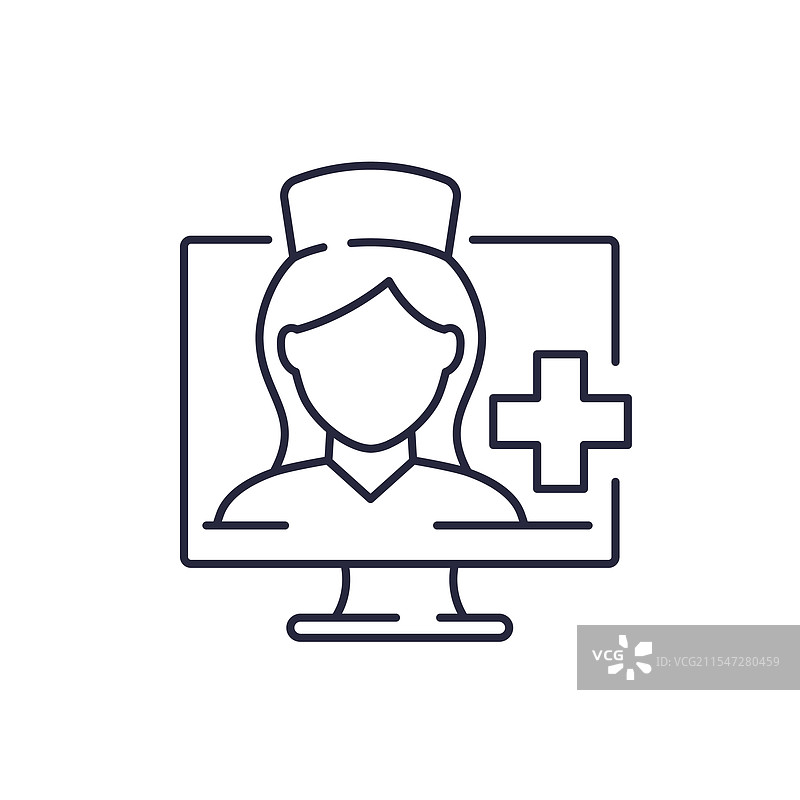 在线医疗顾问医生线条图标图片素材