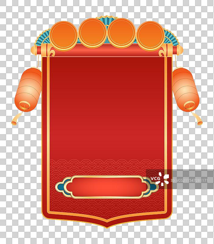 中国风矢量卷轴锦旗绸带缎带背景边框元素图片素材