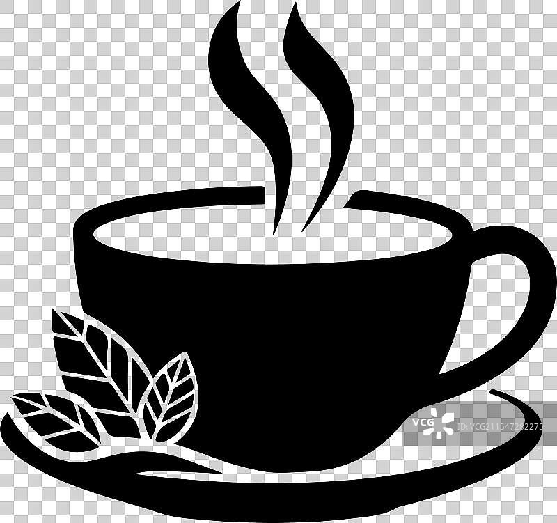 蒸汽腾腾的草药茶杯剪影图片素材