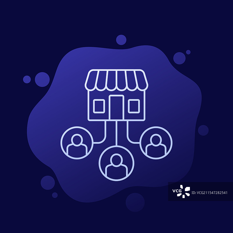 商店与顾客客户图标线条设计图片素材