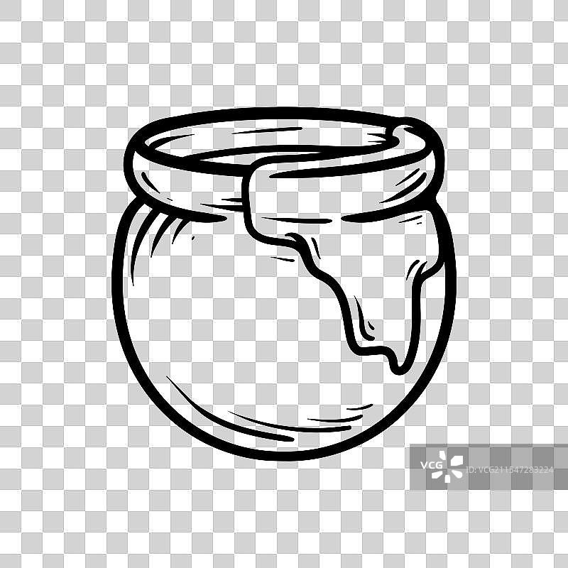 蜂蜜罐的线条艺术风格绘画着色图片素材