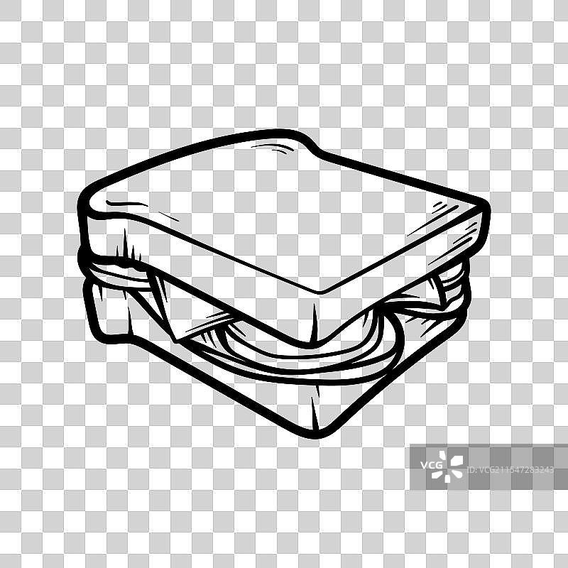 火腿三明治绘画着色线条艺术风格图片素材