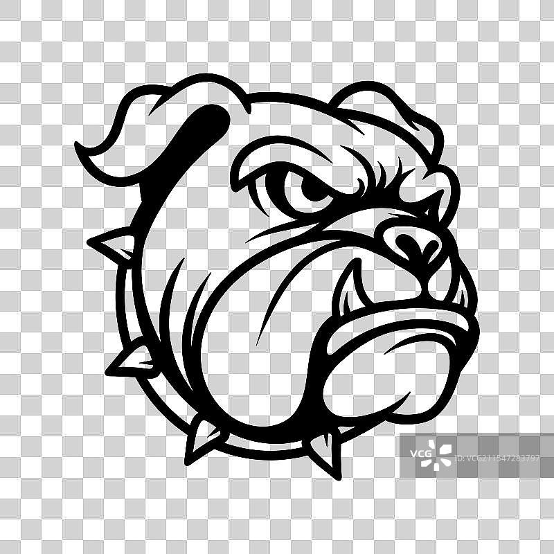 斗牛犬头部的logo绘图线条艺术着色图片素材