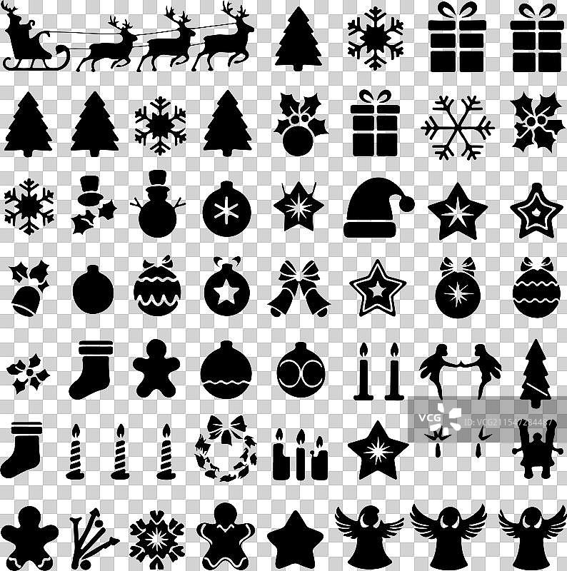 圣诞主题剪影艺术图标集图片素材