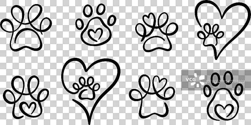 爪子线条艺术漩涡丝带单线标志图片素材