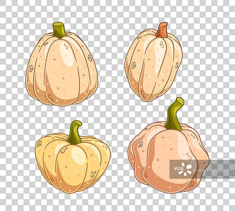 四个卡通南瓜的集合图片素材