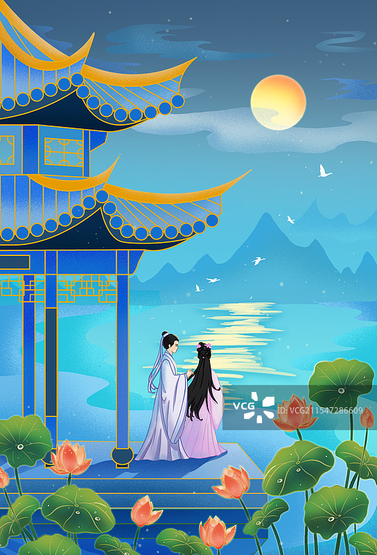 西湖夜色图片素材