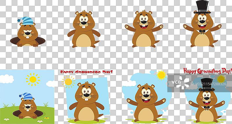 土拨鼠日的土拨鼠卡通角色系列图片素材