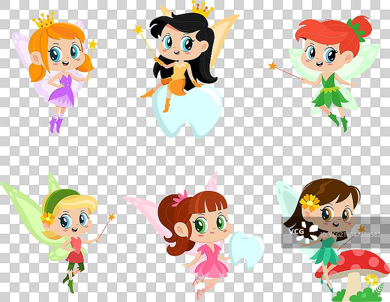 可爱的牙仙女孩卡通角色图片素材