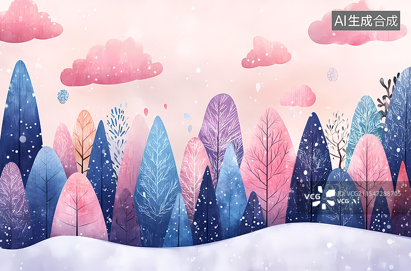 【AI数字艺术】童话森林的梦幻色彩图片素材