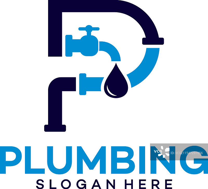 以字母P为首的水管维修logo设计图片素材