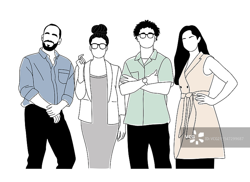 商务团队男女站在一起图片素材