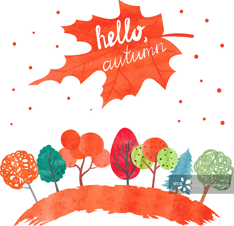 彩色水彩秋季背景图片素材