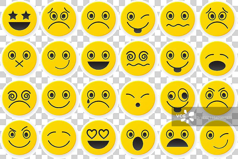 黄色笑脸图标集图片素材