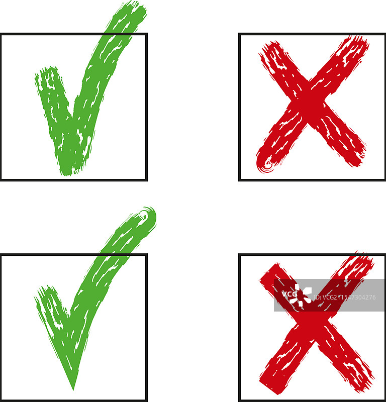 刷子绘制的对勾符号，表示“是”和“否”图片素材