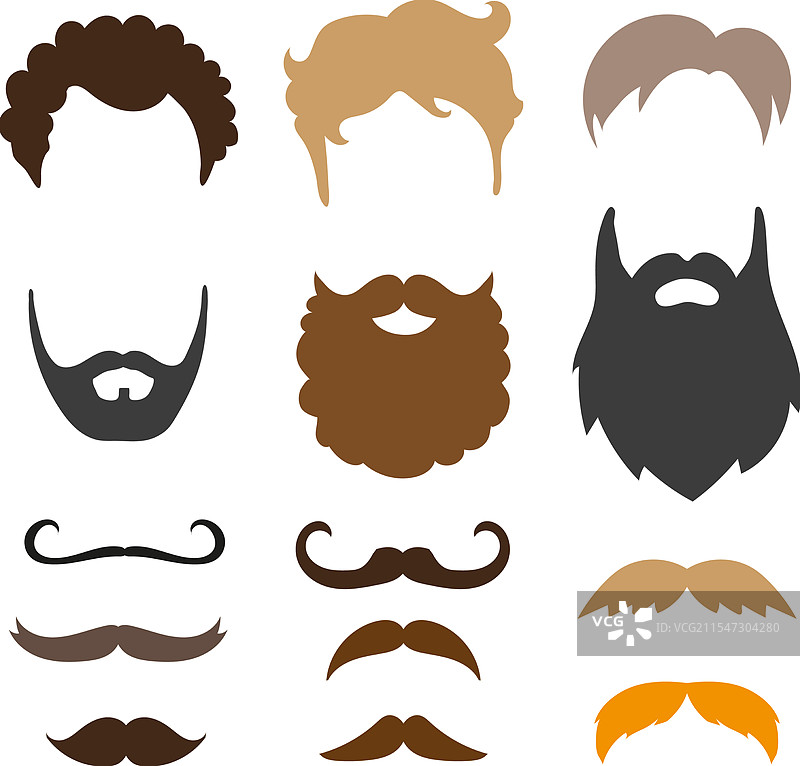 胡子、胡须和发型套装生日派对男士图片素材