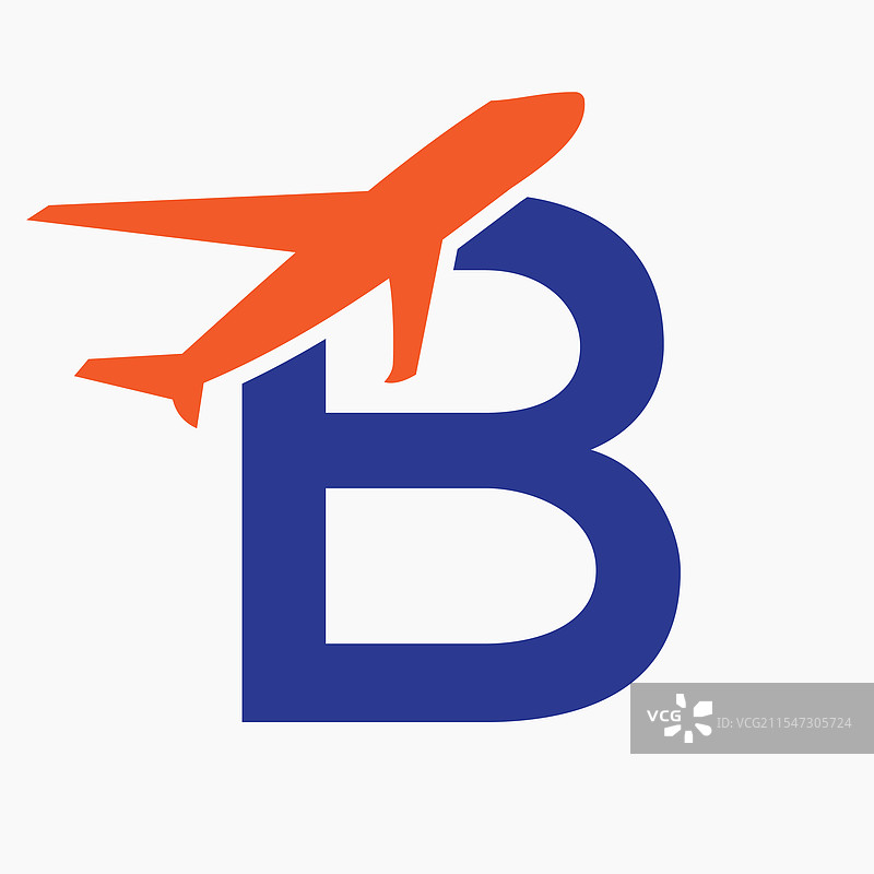 旅行的飞机标志概念，初始字母为B图片素材