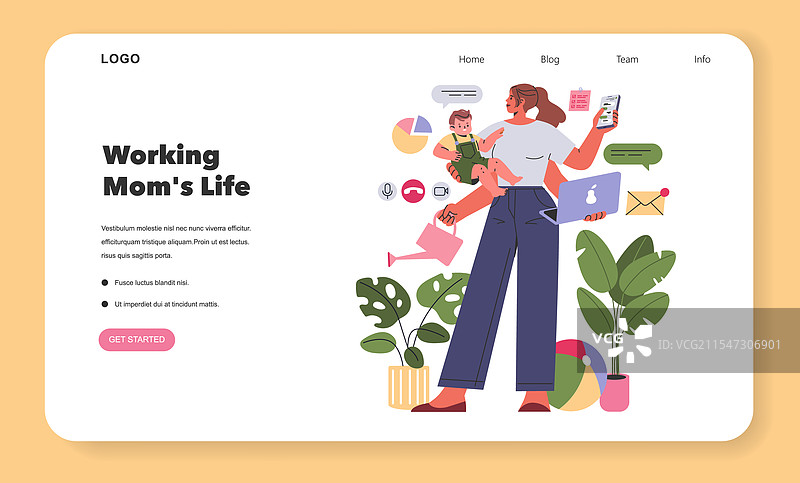 职场妈妈的生活平面图图片素材