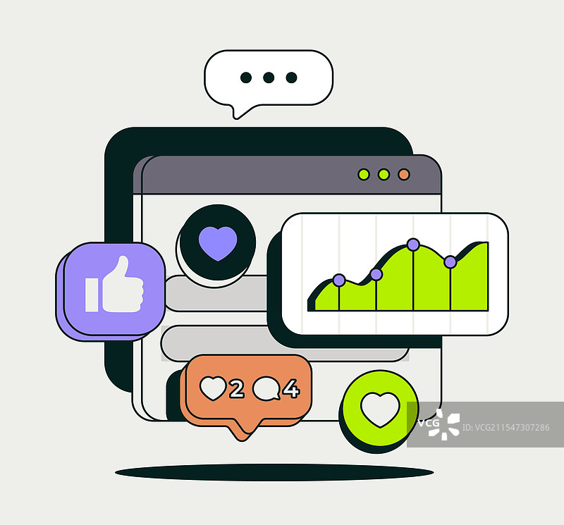 社交媒体分析与图表通知图片素材