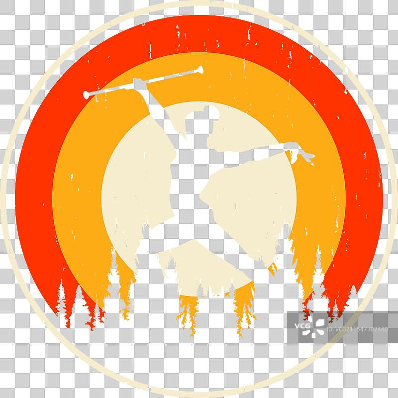 复古花棒表演T恤设计图片素材