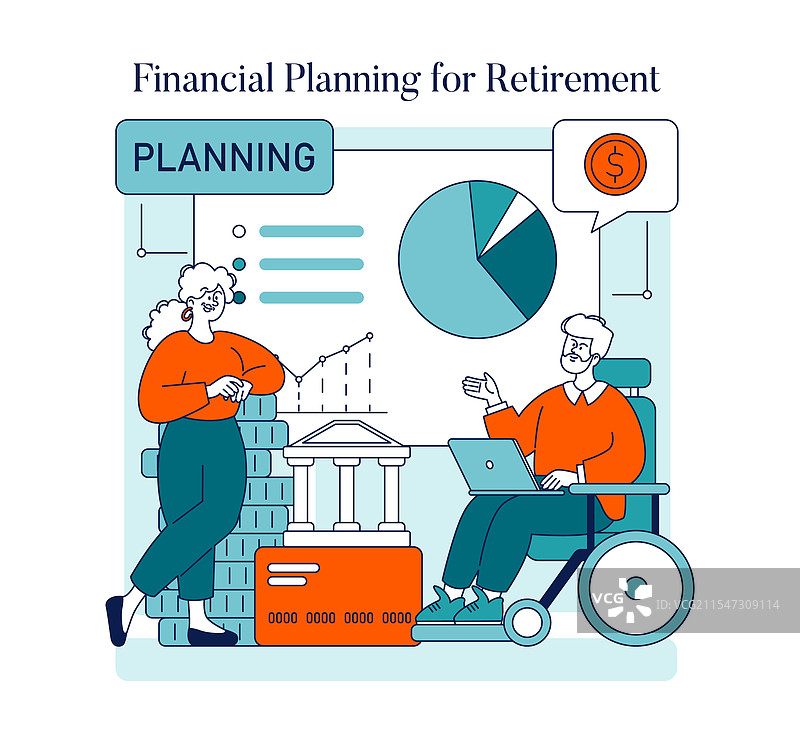 快乐的退休生活扁平插图图片素材